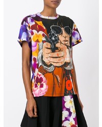 T-shirt à col rond imprimé multicolore Christopher Kane