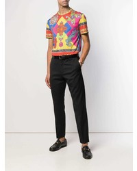 T-shirt à col rond imprimé multicolore Versace