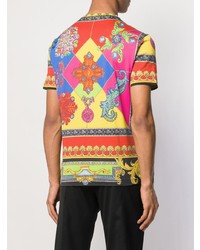 T-shirt à col rond imprimé multicolore Versace