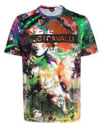 T-shirt à col rond imprimé multicolore Just Cavalli