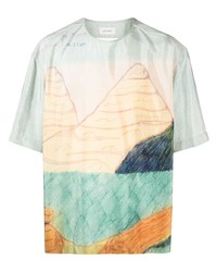 T-shirt à col rond imprimé multicolore Lemaire