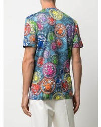 T-shirt à col rond imprimé multicolore Versace