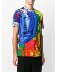 T-shirt à col rond imprimé multicolore Versace