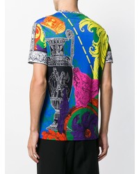 T-shirt à col rond imprimé multicolore Versace