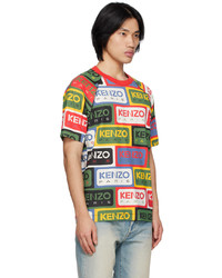 T-shirt à col rond imprimé multicolore Kenzo