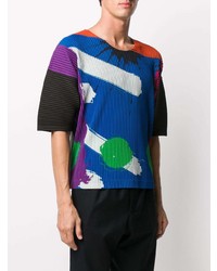 T-shirt à col rond imprimé multicolore Homme Plissé Issey Miyake