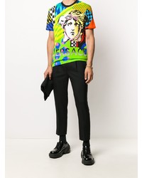 T-shirt à col rond imprimé multicolore Versace