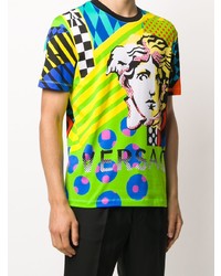 T-shirt à col rond imprimé multicolore Versace