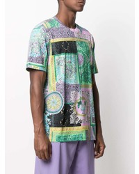 T-shirt à col rond imprimé multicolore Versace