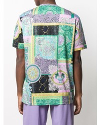 T-shirt à col rond imprimé multicolore Versace