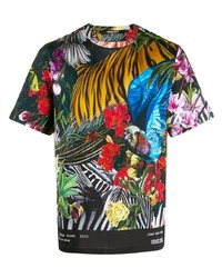 T-shirt à col rond imprimé multicolore Roberto Cavalli