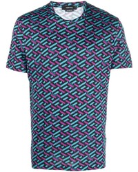 T-shirt à col rond imprimé multicolore Versace