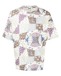 T-shirt à col rond imprimé multicolore YMC