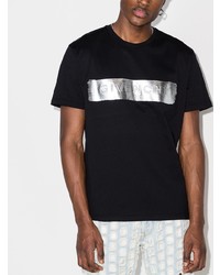 T-shirt à col rond imprimé noir et argenté Givenchy