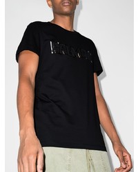 T-shirt à col rond imprimé noir et argenté Balmain