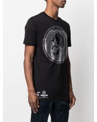 T-shirt à col rond imprimé noir et argenté Philipp Plein