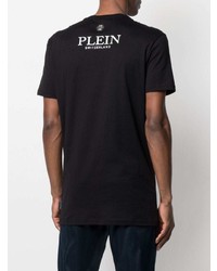 T-shirt à col rond imprimé noir et argenté Philipp Plein