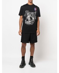 T-shirt à col rond imprimé noir et argenté Philipp Plein