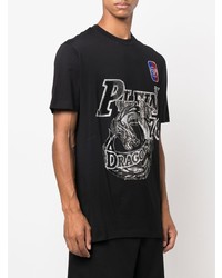 T-shirt à col rond imprimé noir et argenté Philipp Plein