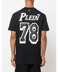 T-shirt à col rond imprimé noir et argenté Philipp Plein