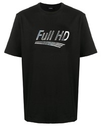 T-shirt à col rond imprimé noir et argenté Diesel