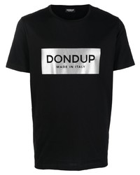 T-shirt à col rond imprimé noir et argenté Dondup