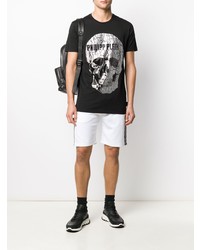 T-shirt à col rond imprimé noir et argenté Philipp Plein