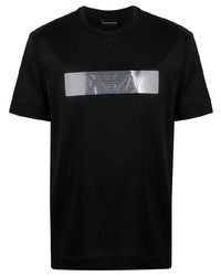 T-shirt à col rond imprimé noir et argenté Emporio Armani