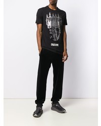 T-shirt à col rond imprimé noir et argenté Philipp Plein