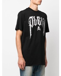 T-shirt à col rond imprimé noir et argenté Philipp Plein