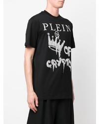 T-shirt à col rond imprimé noir et argenté Philipp Plein