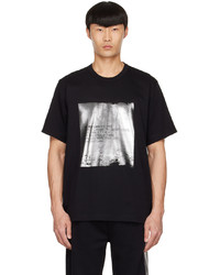 T-shirt à col rond imprimé noir et argenté Helmut Lang