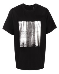 T-shirt à col rond imprimé noir et argenté Helmut Lang