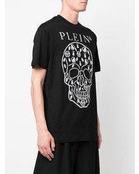 T-shirt à col rond imprimé noir et argenté Philipp Plein