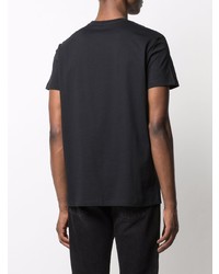 T-shirt à col rond imprimé noir et argenté Balmain