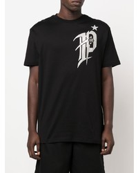 T-shirt à col rond imprimé noir et argenté Philipp Plein