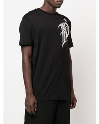 T-shirt à col rond imprimé noir et argenté Philipp Plein