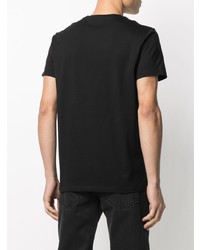 T-shirt à col rond imprimé noir et argenté Balmain