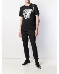 T-shirt à col rond imprimé noir et argenté Versace Collection