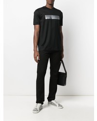 T-shirt à col rond imprimé noir et argenté Emporio Armani