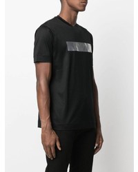 T-shirt à col rond imprimé noir et argenté Emporio Armani