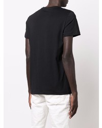 T-shirt à col rond imprimé noir et argenté Balmain