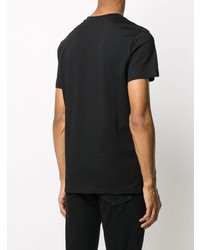 T-shirt à col rond imprimé noir et argenté Balmain