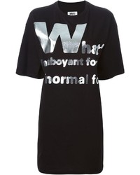 T-shirt à col rond imprimé noir et argenté MM6 MAISON MARGIELA