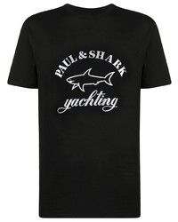 T-shirt à col rond imprimé noir et argenté Paul & Shark