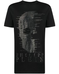 T-shirt à col rond imprimé noir et argenté Philipp Plein