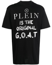 T-shirt à col rond imprimé noir et argenté Philipp Plein