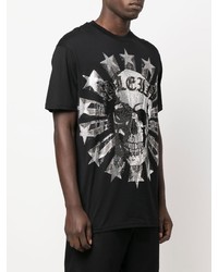 T-shirt à col rond imprimé noir et argenté Philipp Plein