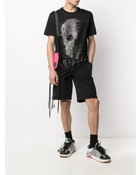 T-shirt à col rond imprimé noir et argenté Philipp Plein