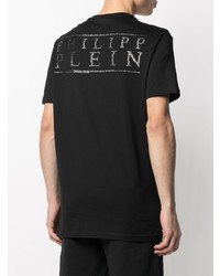 T-shirt à col rond imprimé noir et argenté Philipp Plein